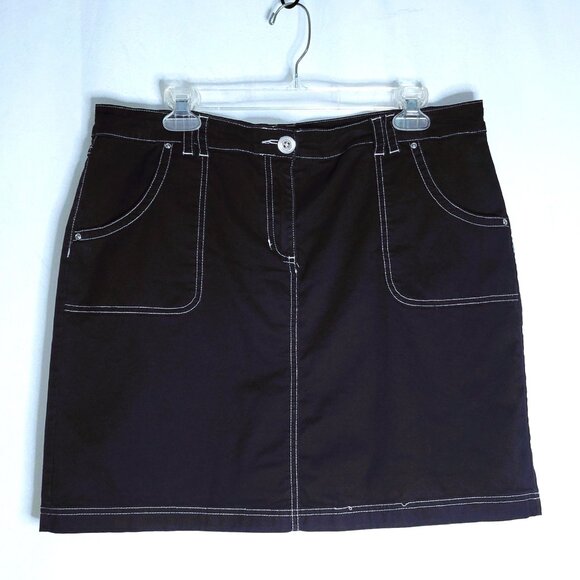 Karen Scott Women's Size 12 Skort Black Skirt Shorts Contrasting Stitching - Picture 1 of 14